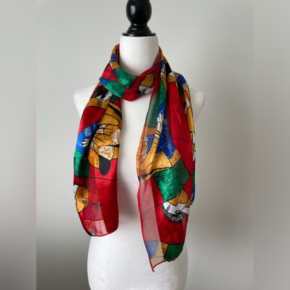 picasso Accessories - Picasso Colorful Vintage Polyester Scarf